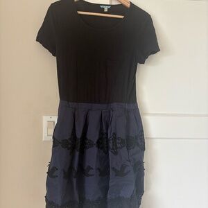 Anthropologie Leifnotes Navy and Black T-Shirt Midi Dress